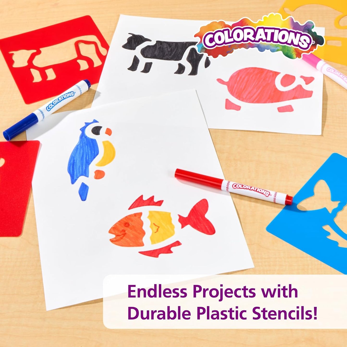 Washable Plastic Animal Stencils - Set of 6