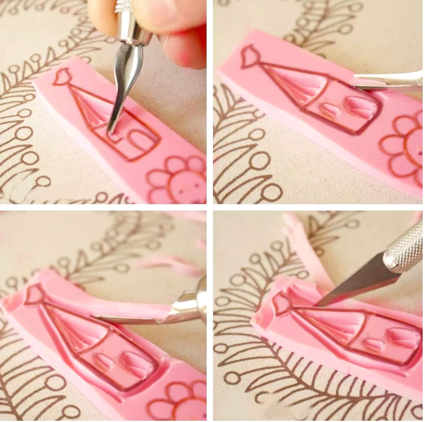 ZOENHOU 20 Pcs 4" x 6" Pink Soft Rubber Carving Blocks, Crafts Rubber Stamping Blanks, Linoleum Blocks for Printmaking