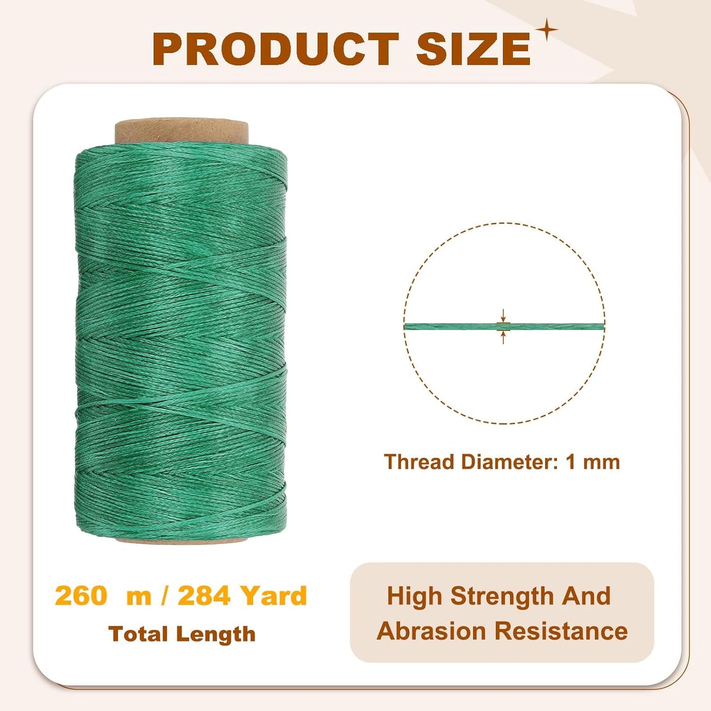 PATIKIL 284 Yard Flat Waxed Thread 150D 1mm Leather Sewing Cord for Repairing Shoes Bags Wallets Jewelry Making DIY Leather Craft, Peacock Green