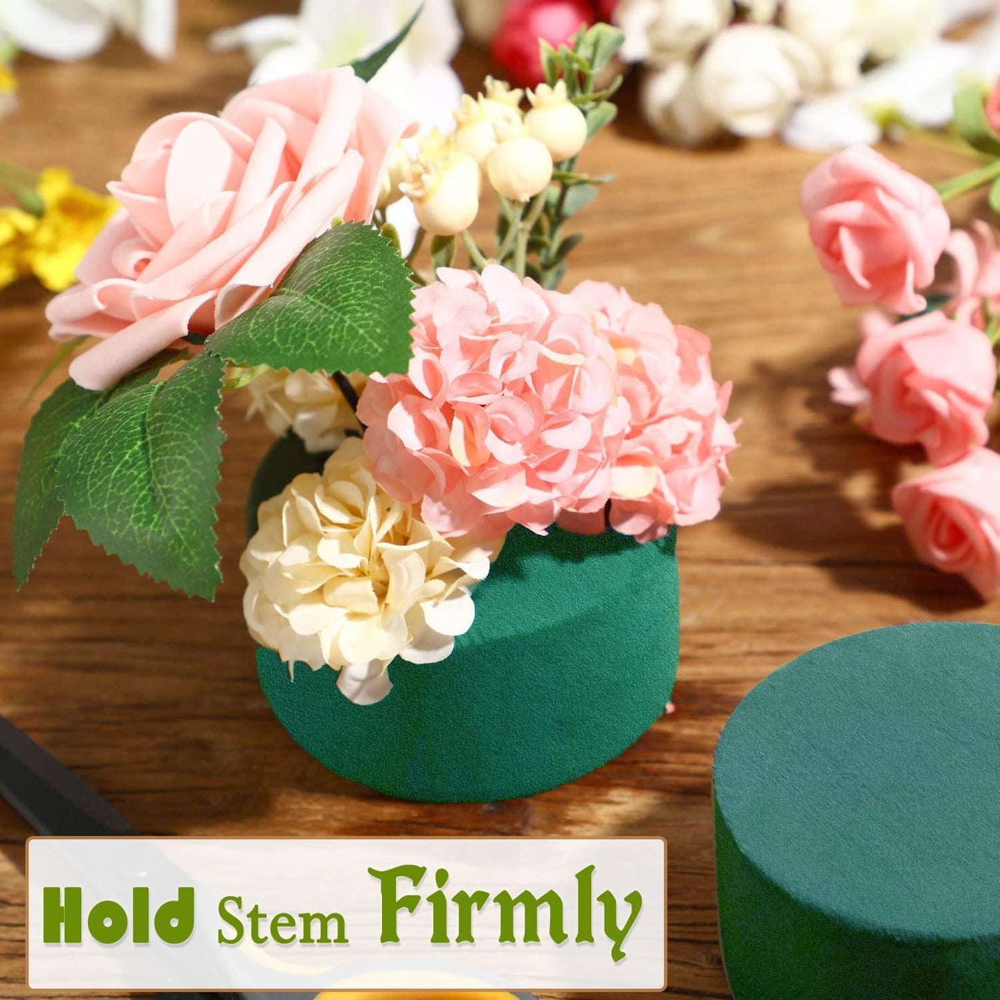 4Pcs Floral Foam Round SUPKING 3.2" Small Green Wet Dry Flower Foam Blocks Florist Plant Foam for Artificial and Fresh Flower Arrangement