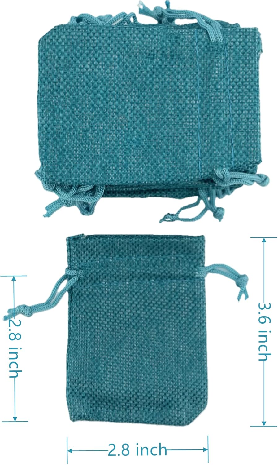 Palmhomee Pack of 25 Burlap Gift Bags with Drawstring Linen Jewelry Pouches Wedding Hessian Jute Bags for Birthday Jewelry and Treat Pouches Party Wedding Favors Gift Art and DIY Craft (2.8x3.6 Inch, Peacock Blue)