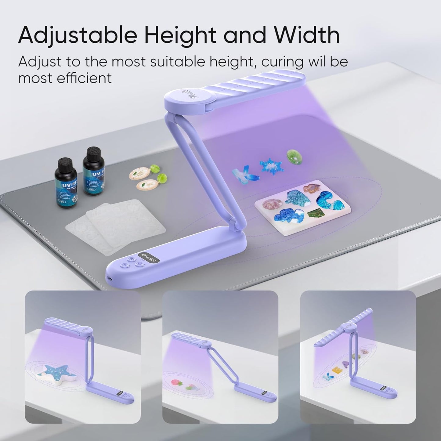 PPESULK Cordless UV Light for Resin Curing, 3000mAh Rechargeable Fast UV Light with 34 Beads and LCD Timer Display, Portable UV Resin Curing Machine for Resin Molds, Jewelry Making, DIY Crafts