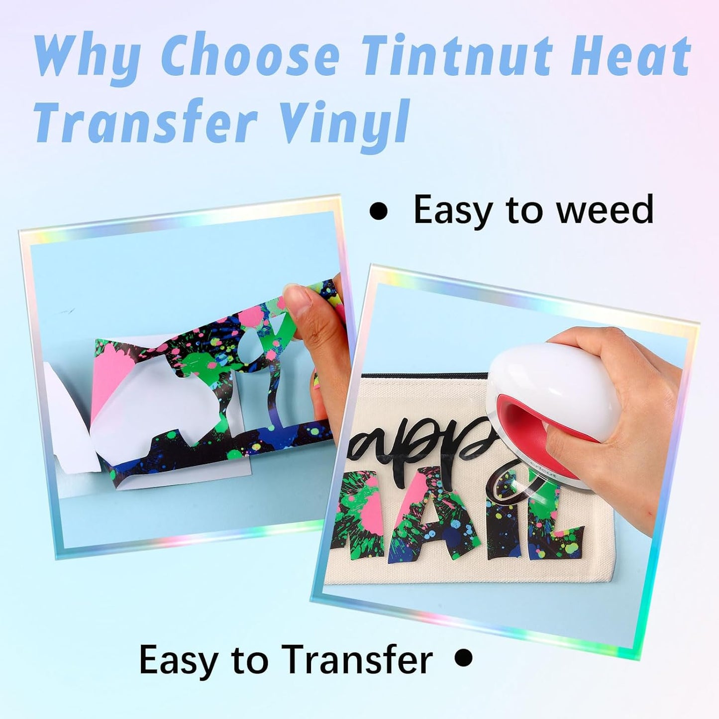Tintnut Splash Heat Transfer Vinyl Roll - 12 Inch x 5ft Blue Watercolor Ink Patterned HTV Splatter Iron On Vinyl DIY T-Shirts Hats Clothes Canvas Bags for Cricut or Silhouette Cameo