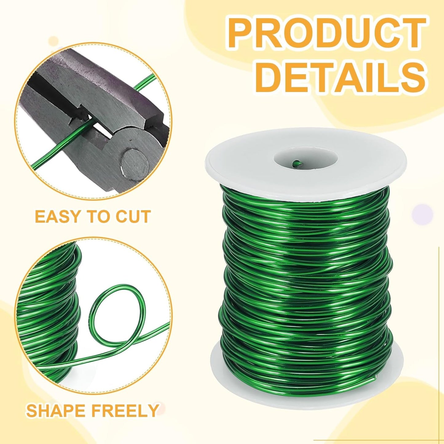 uxcell 12 Gauge / 2mm Anodized Aluminum Wire for Jewelry Craft Making, 102 Feet Bendable Flexible Wire for DIY Home Decor Gardening Sculpture, Green