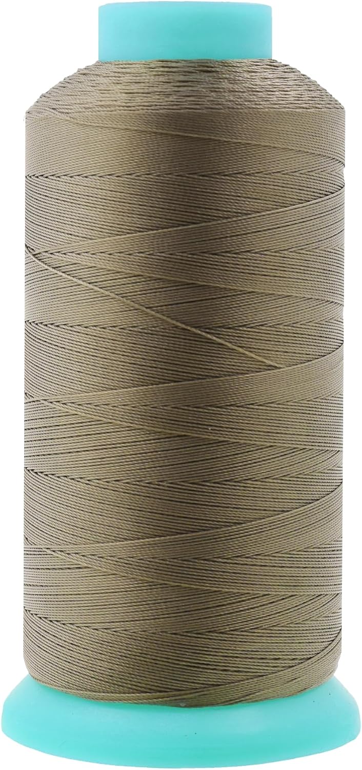 Mandala Crafts Bonded Nylon Thread Dark Beige Heavy Duty Sewing Threads - 1100 YDs Size 92 280D T90 Tex 90 Thread for Leather Jeans Weaving Outdoor Marine Upholstery Threads