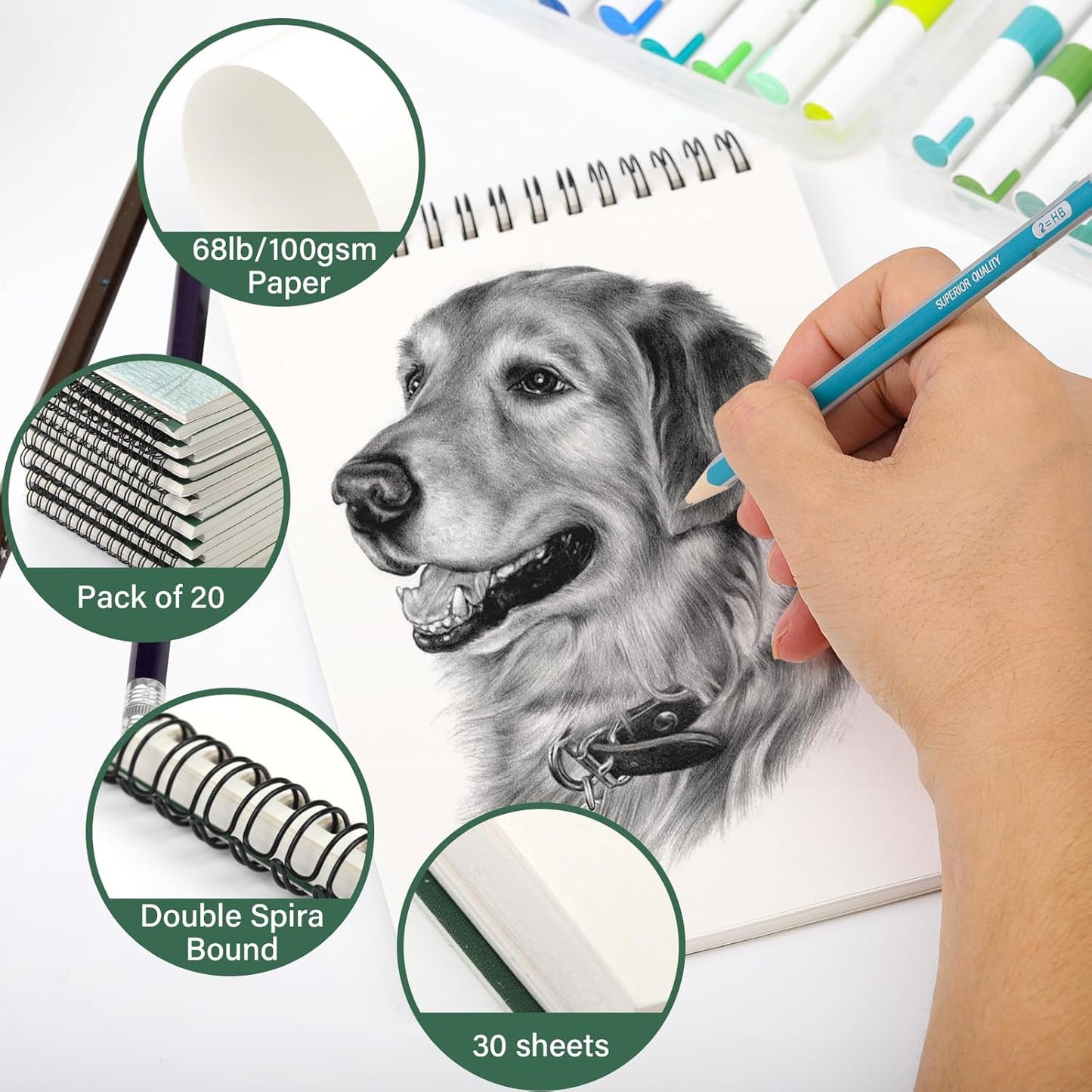 DINGIXOC 20 Pack Small Sketchbooks, 5.5" x 8.5" Mini Sketch Pad, Top Spiral Bound, 68lb/100gsm, Art Sketch Pads for Drawing & Painting(30 Sheets Each)