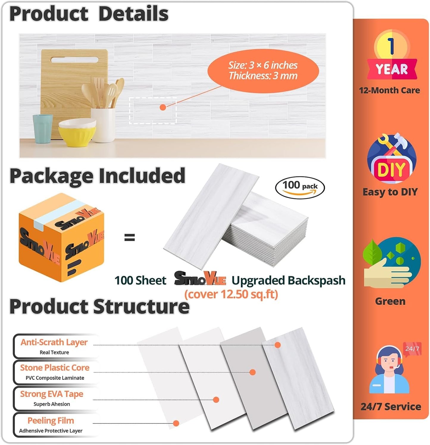 4 Pieces Peel and Stick Backsplash for Kitchen, 3" x 6" PVC Subway Tile 2025 Upgraded Dolomite Star Gray Backsplash Stick on Tile Elevate Kitchen Fireplace RV