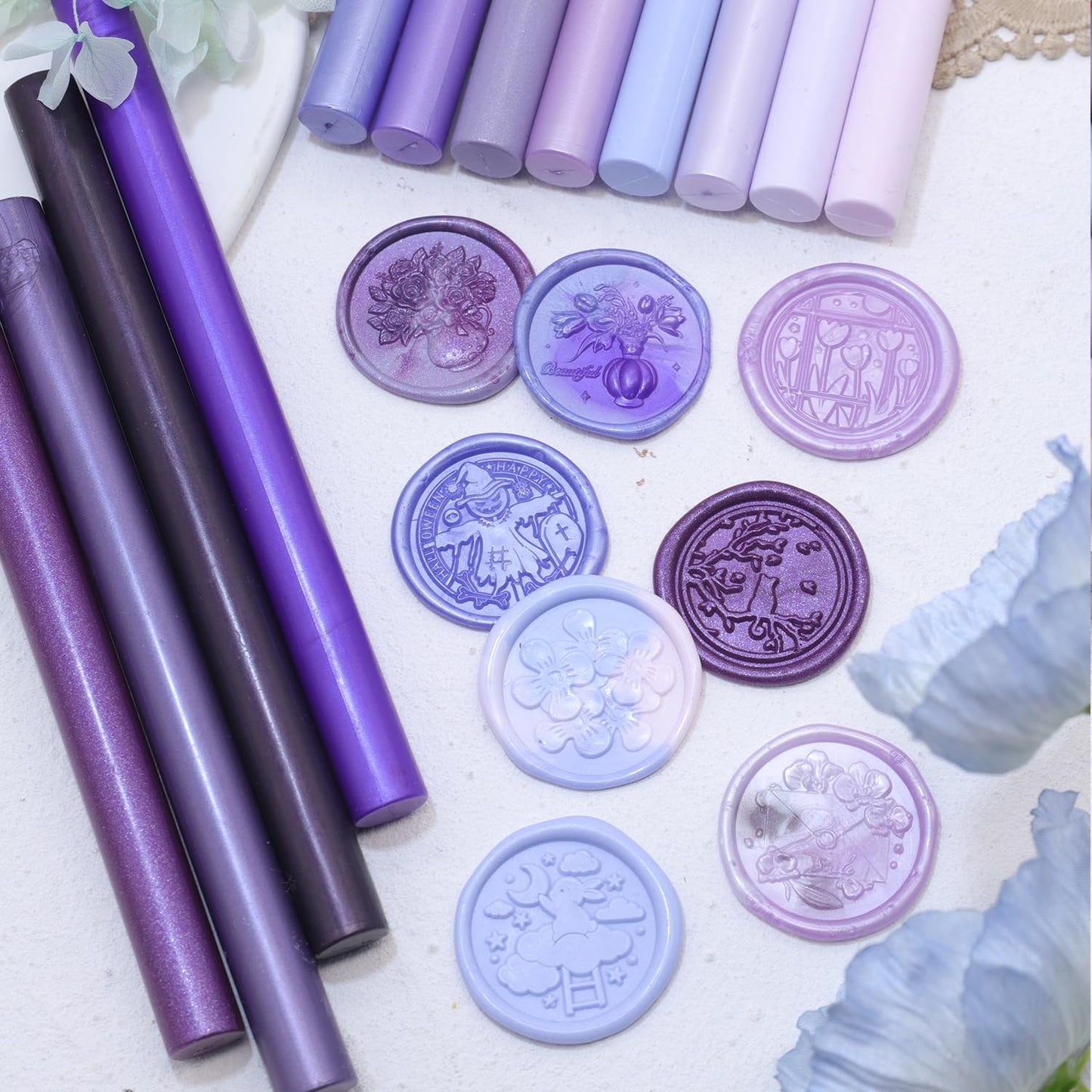 Light Purple Wax Seal Sticks, 30pcs Sealing Wax Sticks, HOSEALING Glue Gun Wax Seal Sticks for Wax Seal Stamp, Premium Sealing Wax for Wedding Invitations, Letter, Envelope (Mini Size)
