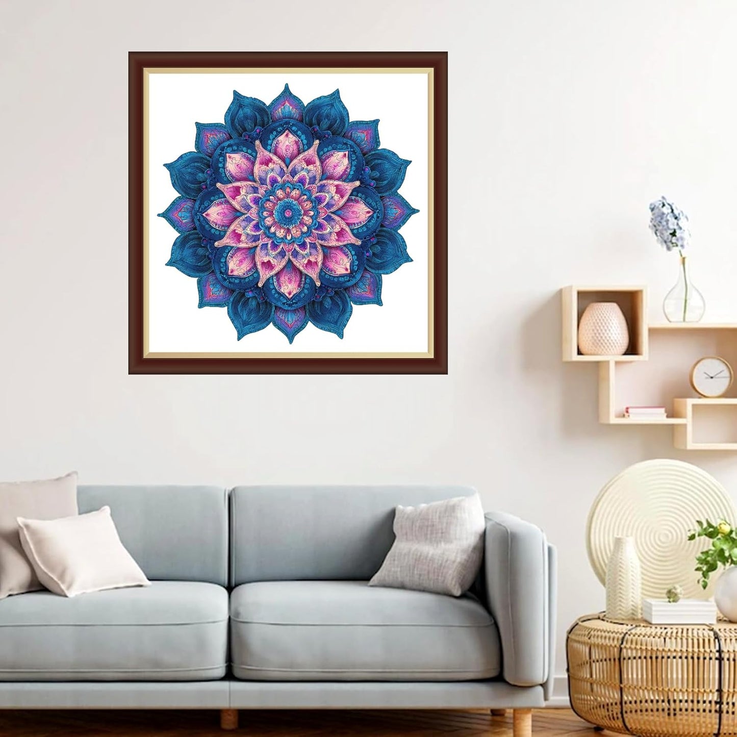 Wooden Puzzles for Adults, Mandela Lotus Adult Puzzles 192 Pieces, Wooden Jigsaw Puzzles Unique Shape, Best Gifts for Adults Family Game, 11.1x11.2 inch