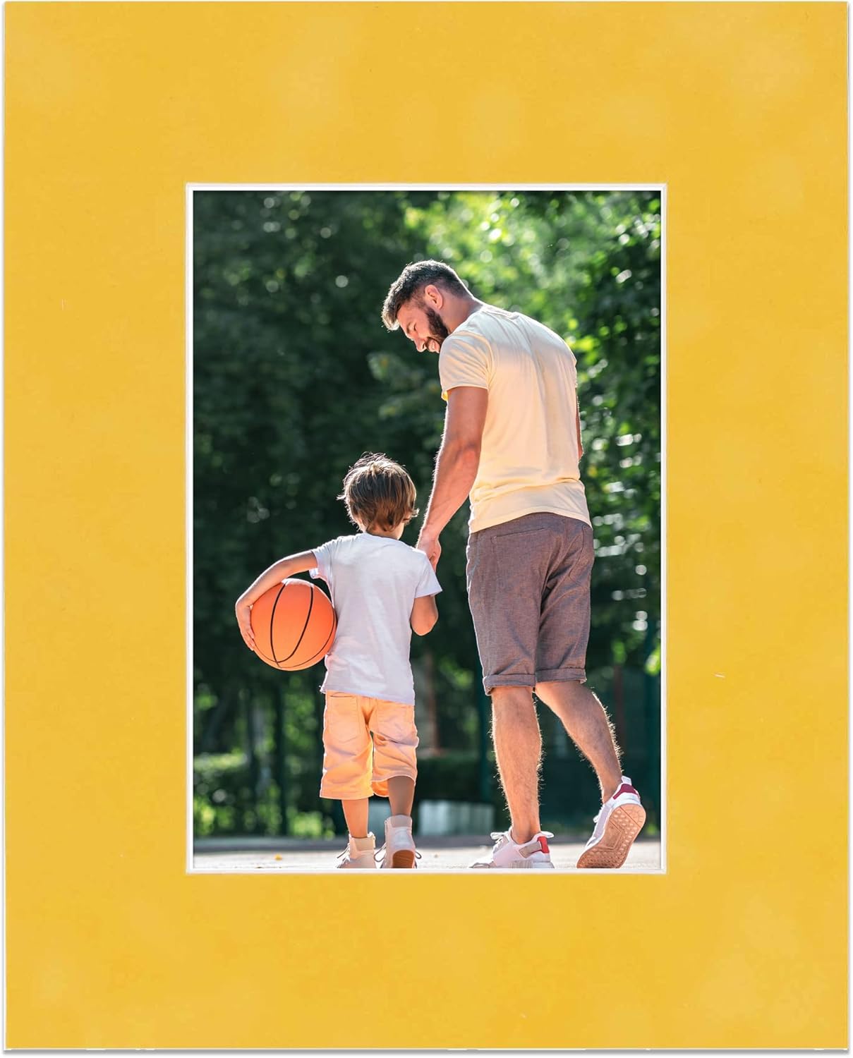 8x10 Mat Bevel Cut for 5x8 Photos - Acid Free Sunrise Yellow Suede Precut Matboard - For Pictures, Photos, Framing - 4-ply Thickness