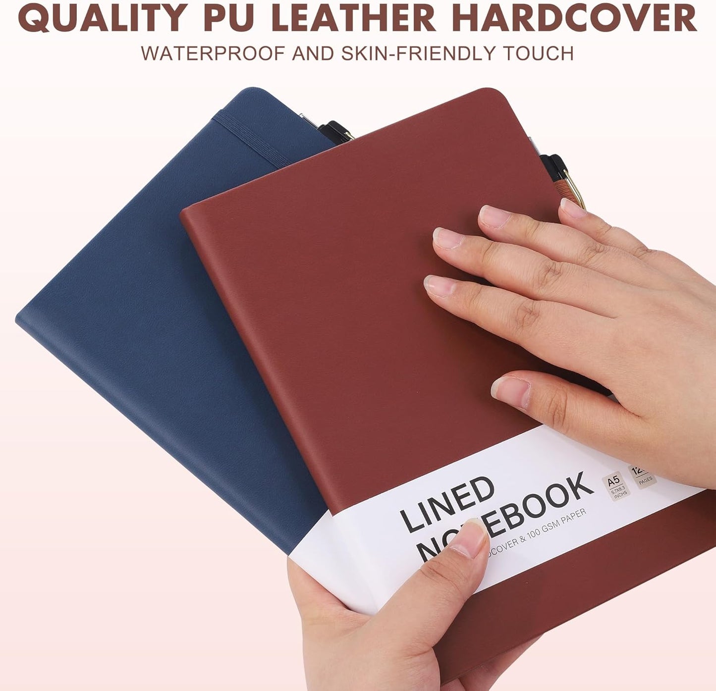 Aodaer 30 Set Lined Notebook Journals with Pens A5 Notebooks 100 GSM College Ruled Hardcover Notebook PU Leather Notepad with Pen Holder for Office School, 5.7 x 8.3 Inches, Deep Multicolor