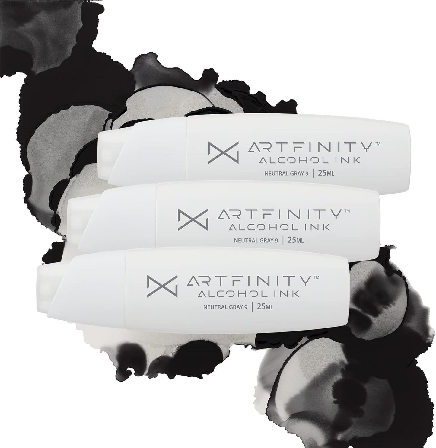 Alcohol Inks 3 Pack - Vibrant, Professional, Dye-Based Alcohol Inks for Artfinity Alcohol Markers, Artists, Drawing, & More! - Neutral Grey 9 NG9