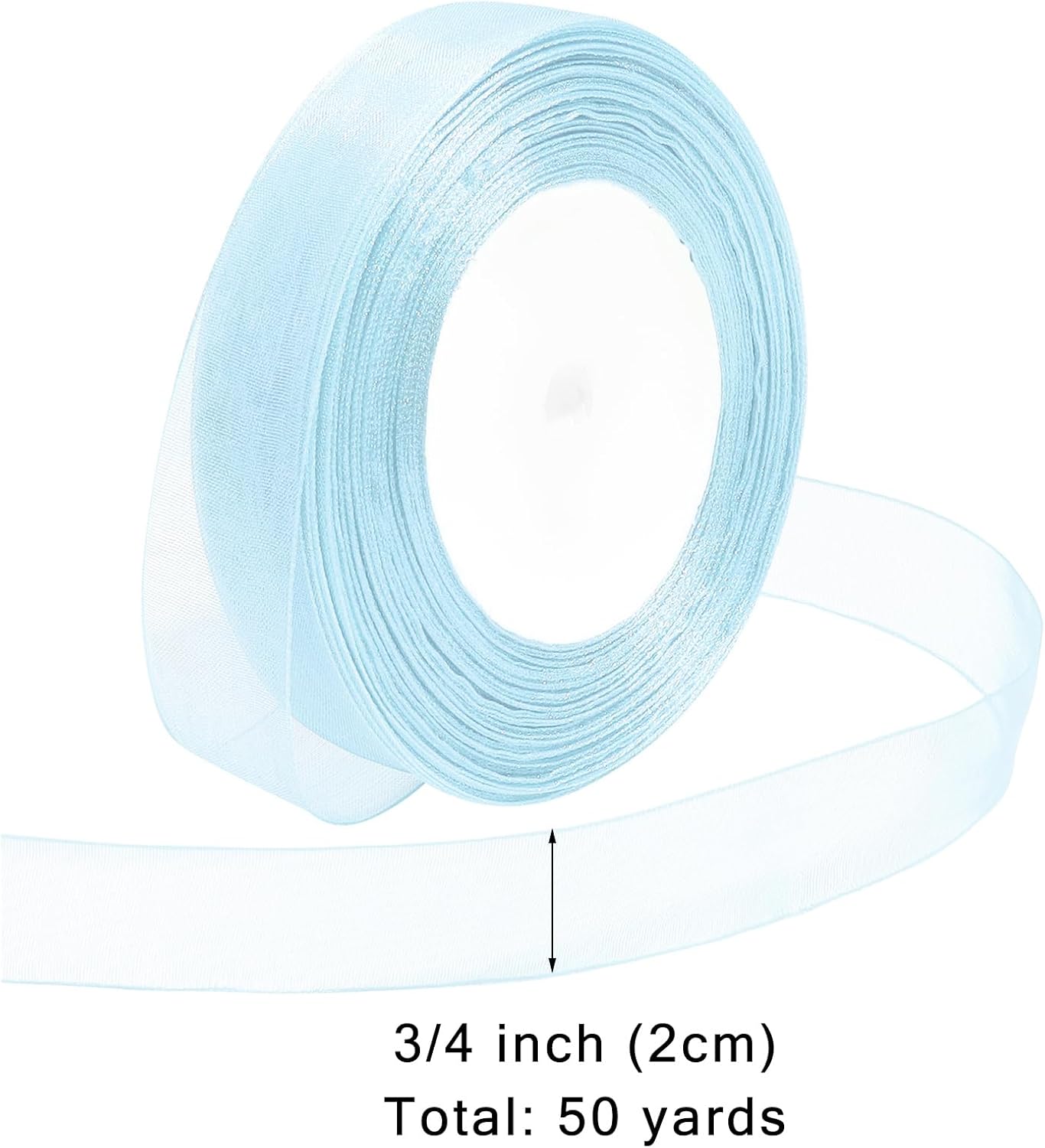 Ribbon for Gift Wrapping 3/4 inch Light Blue Sheer Organza Ribbon for Flower Bouquet Tulle Thin Chiffon Ribbons for Wedding Invitations Christmas Halloween Presents Decorations Crafts 50 Yards