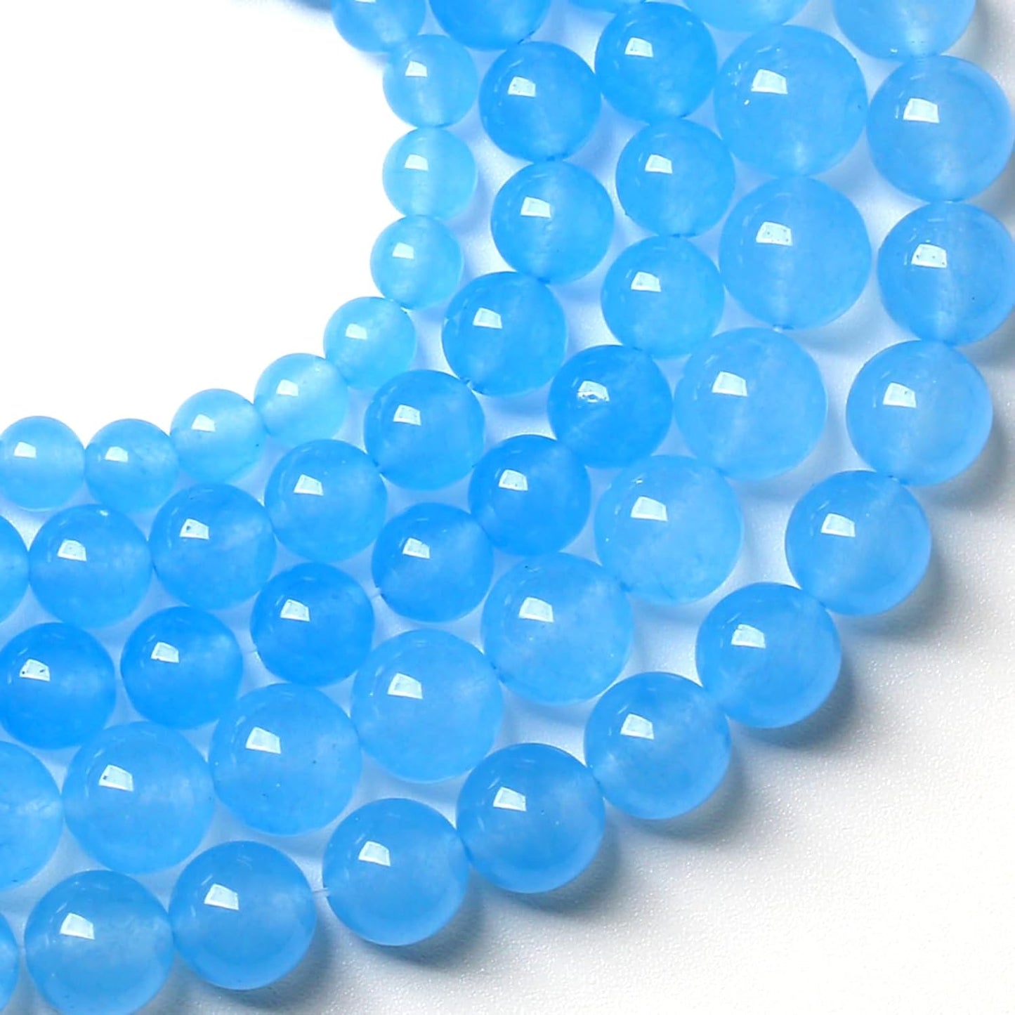 4MM Natural Stone Aquamarine Blue Chalcedony Beads Round Loose Beads for Jewelry Making Bracelet 180pcs 2 Strands 32"