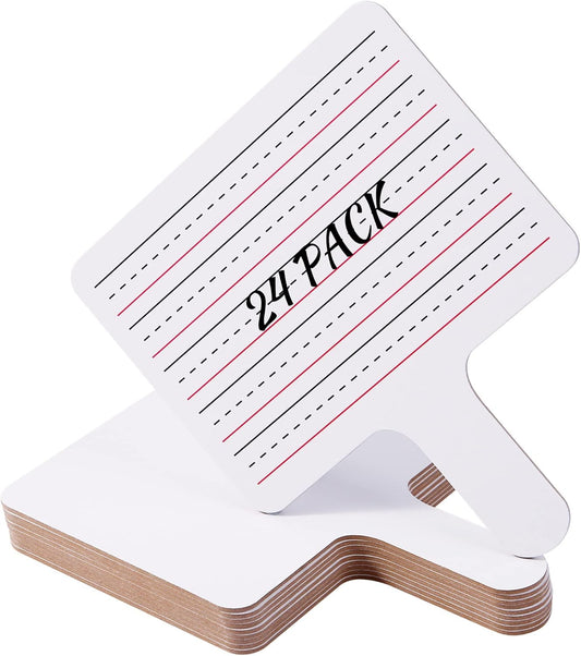 Epic Creations Dry Erase Paddles - 24 Pack 8.11 x 6.14 Inches - Double Sided Handheld Whiteboard - Dry Erase Signs - Hand Held White Board - Auction Paddles - White Board Paddles,Hand Dry Erase Board