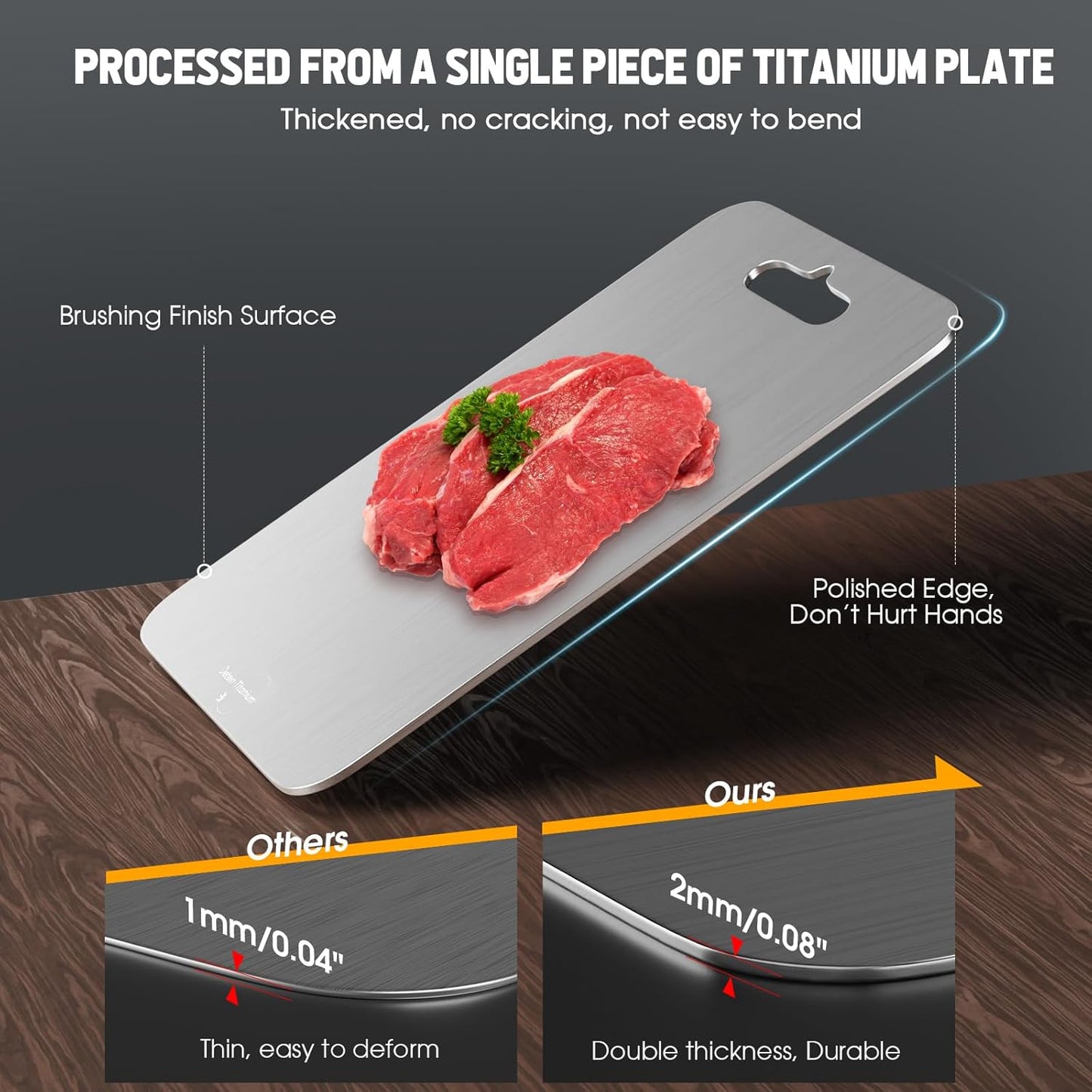 100% Pure Titanium Cutting Board for Kitchen 2mm Thickened, Easy to Clean, Dishwasher Safe, Double-Sided Chopping Board for Meat, Veggies, Fruits, Camping, Housewarming Gift (11.4" x 7.87")