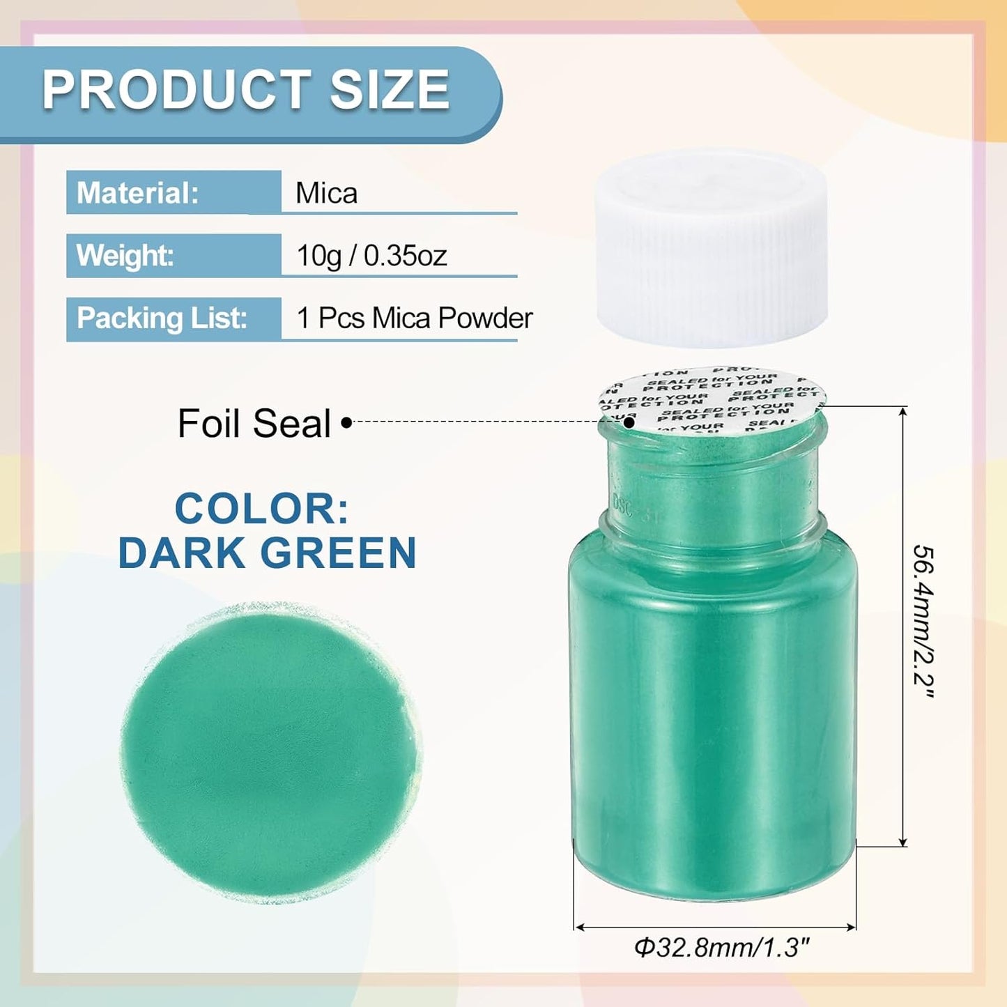 uxcell 10g/0.35oz Cosmetic Grade Mica Powder, 600 Mesh Mica Powder Natural Resin Epoxy Pigment Powders for Casting Resin, Candle Dye, DIY Nail Polish and Lip Gloss, Dark Green