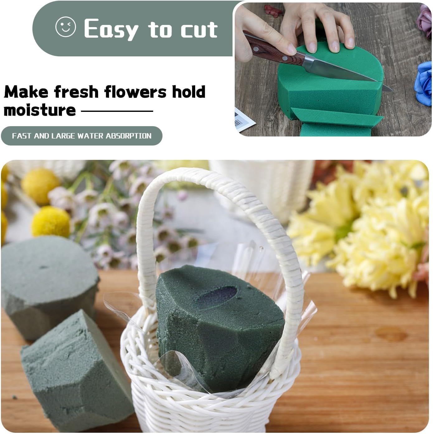 SupKing 8 Pcs Round Floral Foam 4.5", Green Wet Dry Flower Foams Florist Blocks Plant Foam for Craft Artificial and Fresh Flower Arrangements