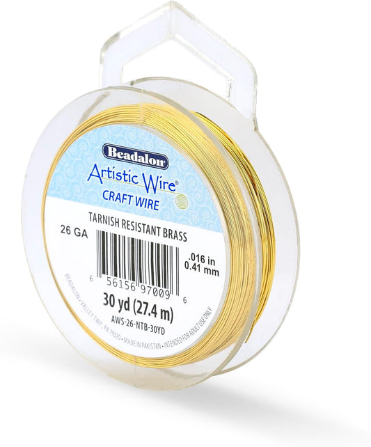Artistic Wire, 26 Gauge Tarnish Resistant Brass Craft Wire, 30 yd