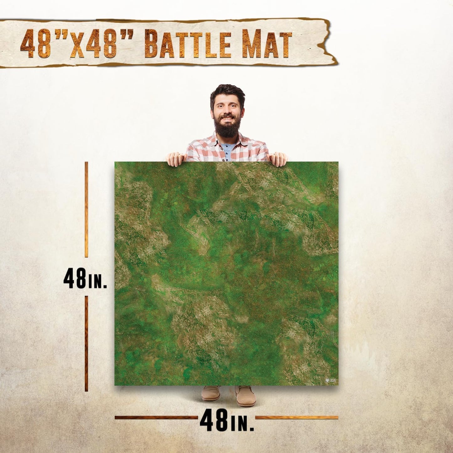 Battle Game Mat - 48x48 - Dungeons Tabletop Dragons Dice Role Playing Map - Wargaming RPG Warfare 40k Flames War - Reusable Miniature Figure Board Games - Warhammer Gaming Vinyl Mat