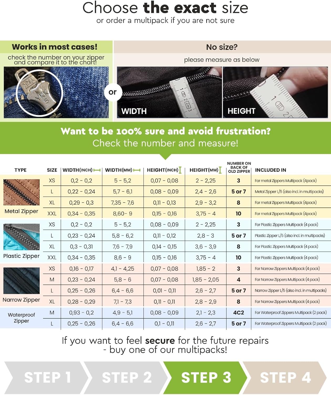 ZlideOn Zipper Pull Replacement - 7pcs, Black, Large - Instant Zipper Replacement Slider Multipack