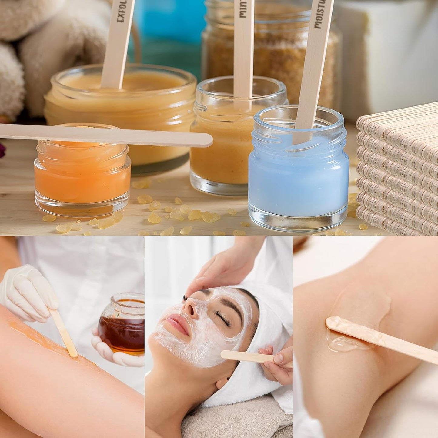 1000PCS Wooden Sticks for Craft, 3 Sizes (2.5",4.5",6") Natural Wood Popsicle Sticks for Ice Pops Waxing Hair Removal and Wax Supplies Classroom Art DIY Paint Craft Project Tongue Depressors