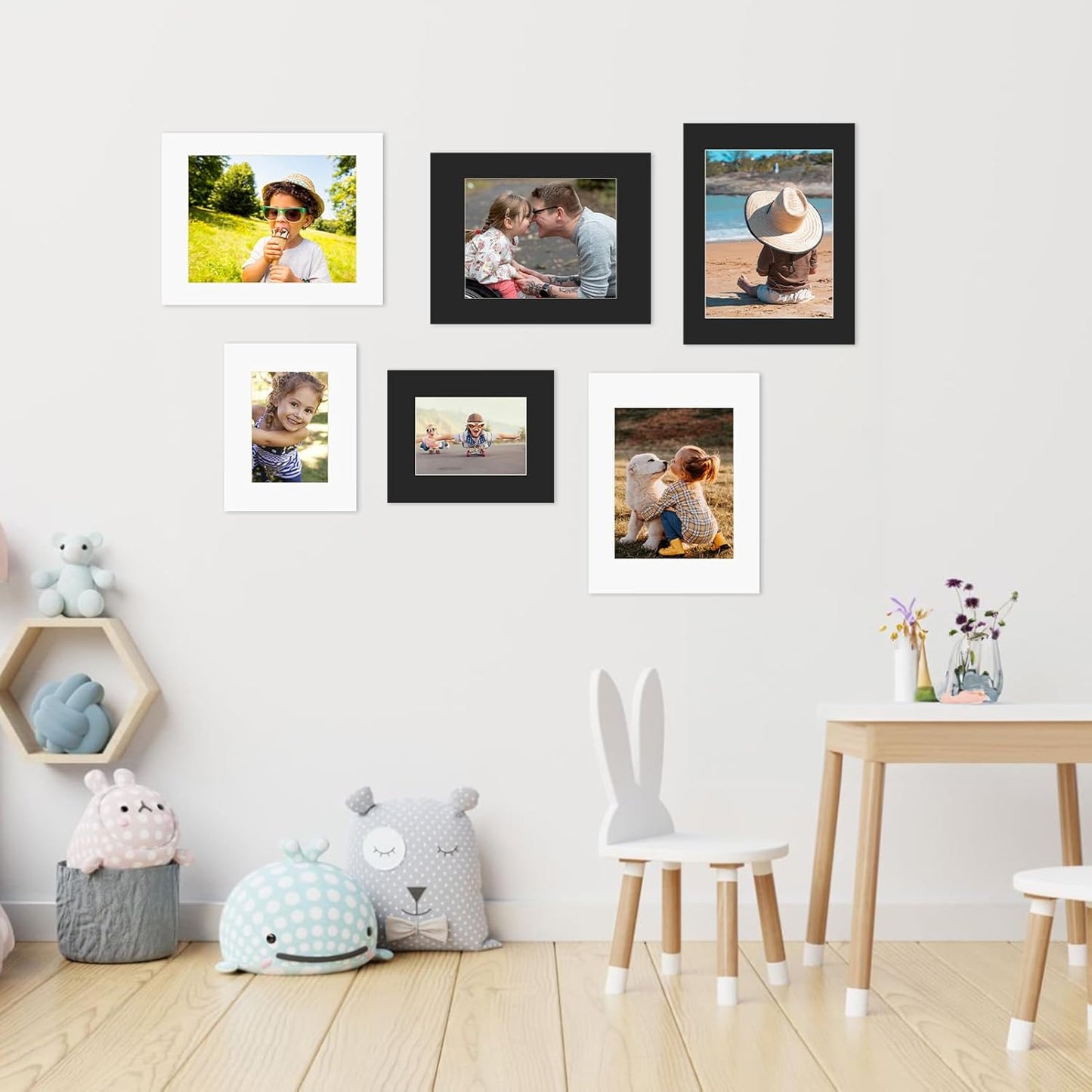 ZBEIVAN 11x14 Black Picture Mats with Core Bevel Cut Frame Mattes for 8x10 Pictures - Pack of 5