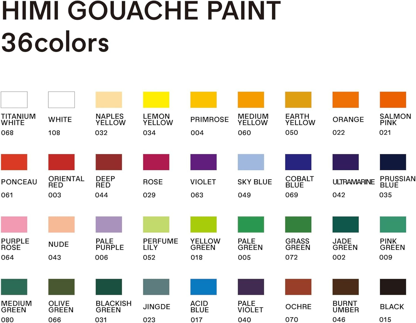 HIMI Gouache Paint Tube Set -36 Colors 12ml, with Rich Pigments, Gouache paint Non-Toxic, suitable for Beginners, Artists, and Hobby Painters. Beautiful Gifts for Art Supplies Painting（36 colors）