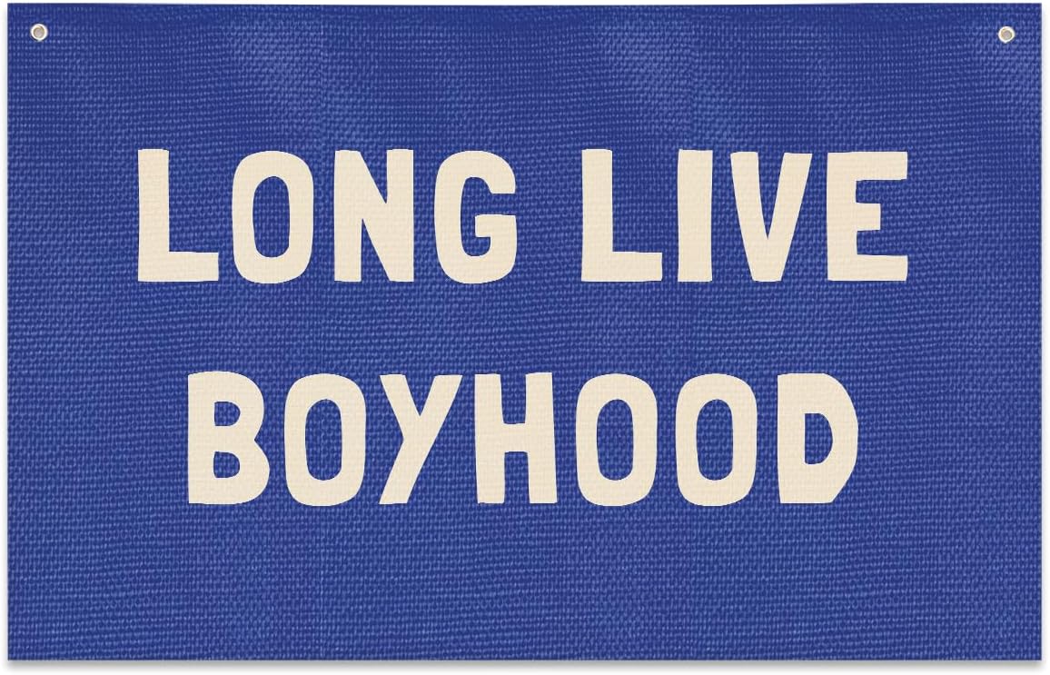 Long Live Boyhood Banner, Boys Room Decor, Canvas Banner Wall Hanging Flag Decor for Nursery Playroom Toddler Room
