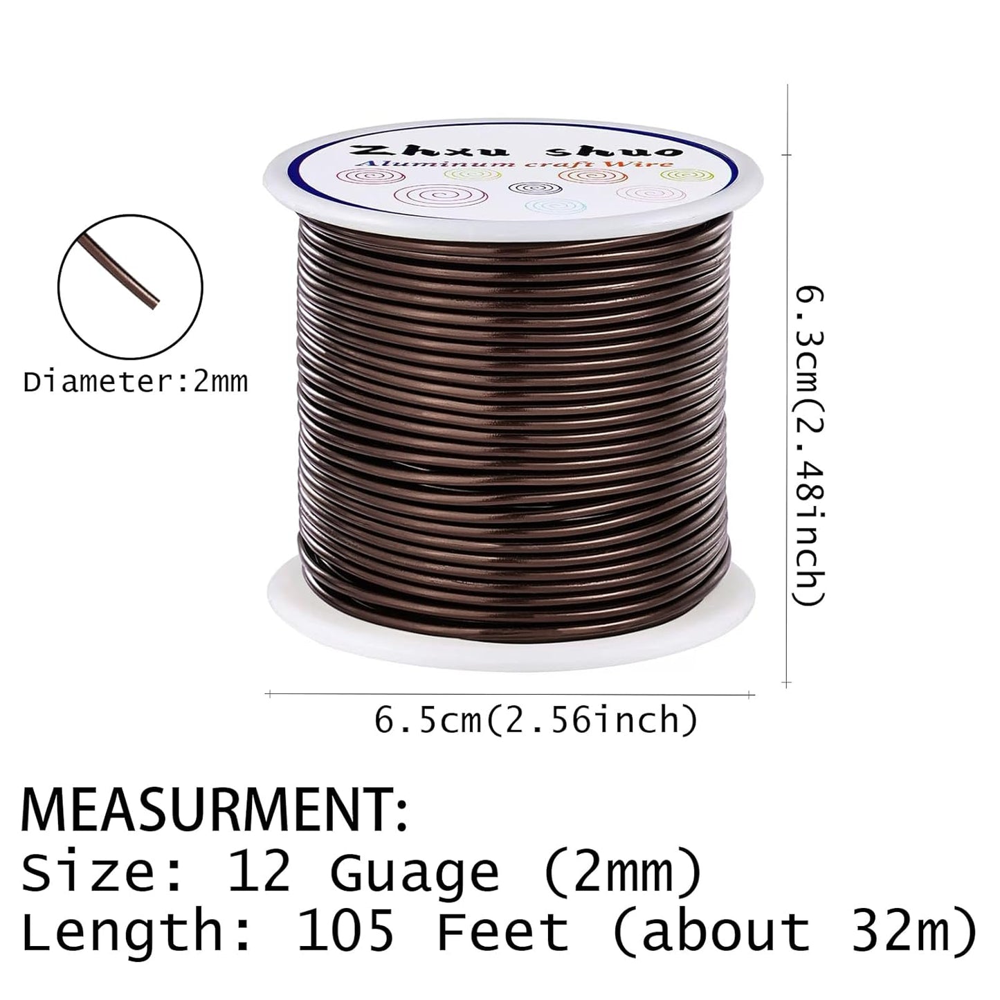 12 Gauge(2mm) Aluminum Wire 35 Yards Anodized Metal Wire for Bonsai Armature Crafting Sculpting Jewelry Craft Making Beading Floral (Light Brown, 12 Gauge)