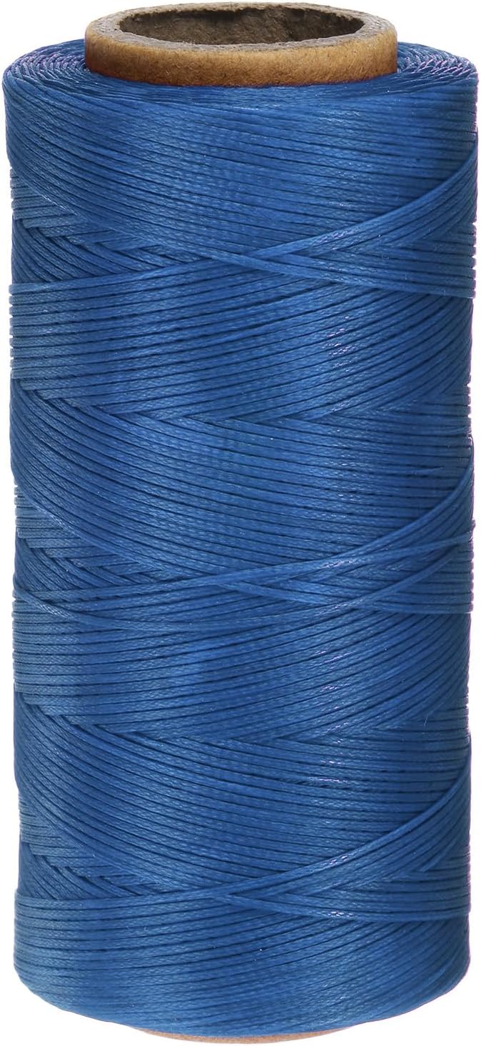 uxcell Leather Sewing Waxed Thread, 284 Yards / 260m 0.8mm 150D Flat Polyester All-Purpose Threads for Leather Crafts, Bookbinding, Sapphire Blue