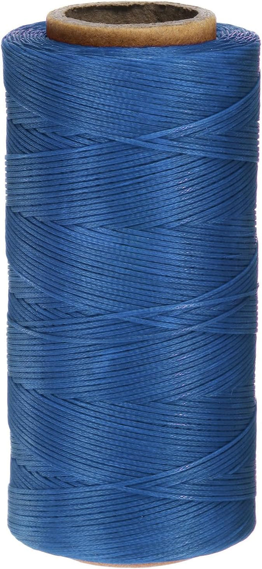 uxcell Leather Sewing Waxed Thread, 284 Yards / 260m 0.8mm 150D Flat Polyester All-Purpose Threads for Leather Crafts, Bookbinding, Sapphire Blue