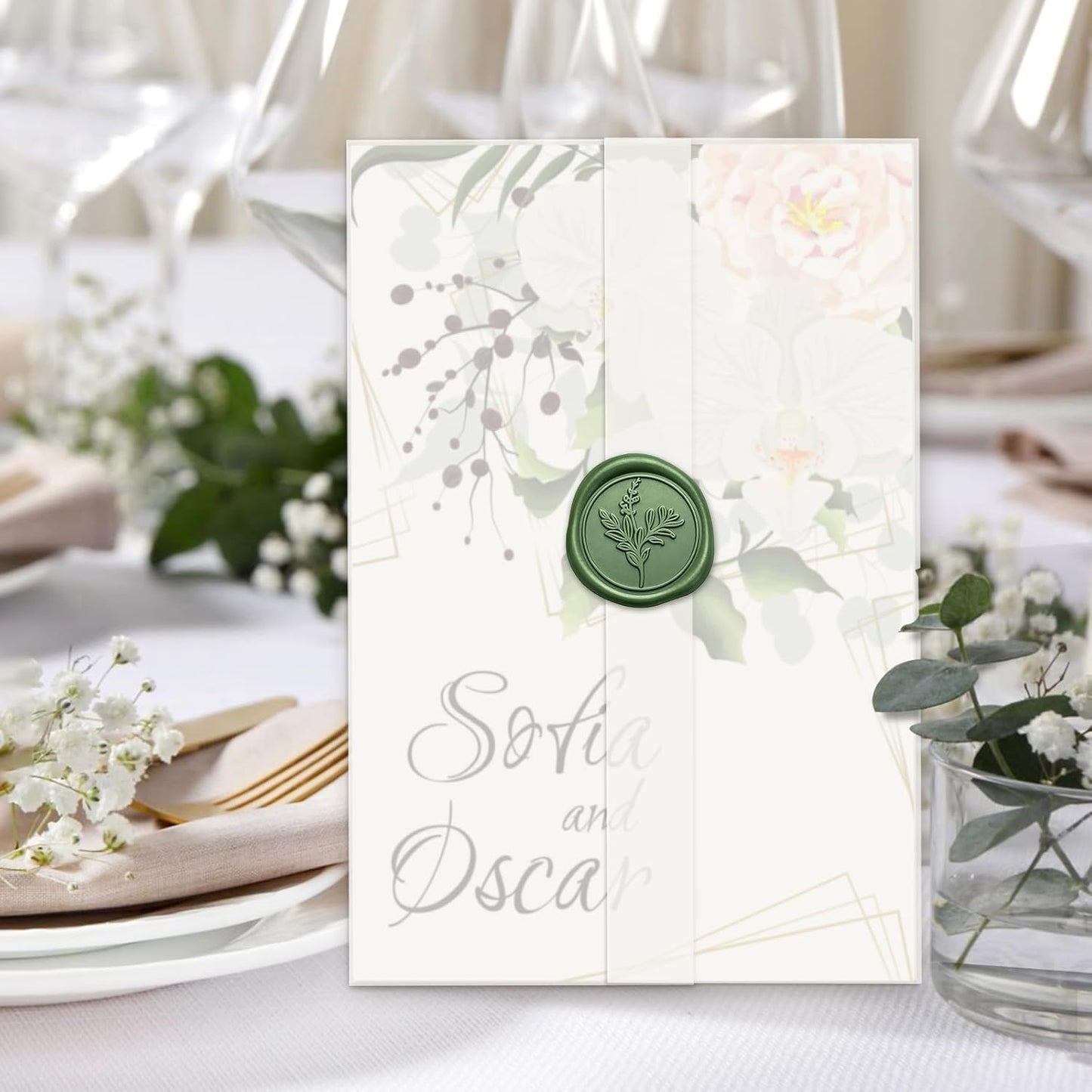 30 Pack Pre-Folded Vellum Jackets for 6x6 Invitations, Translucent Vellum Paper 6x6 Jackets, 100GSM Wedding Invitations Wraps, Envelope Liners for Birthdays, Baby Showers