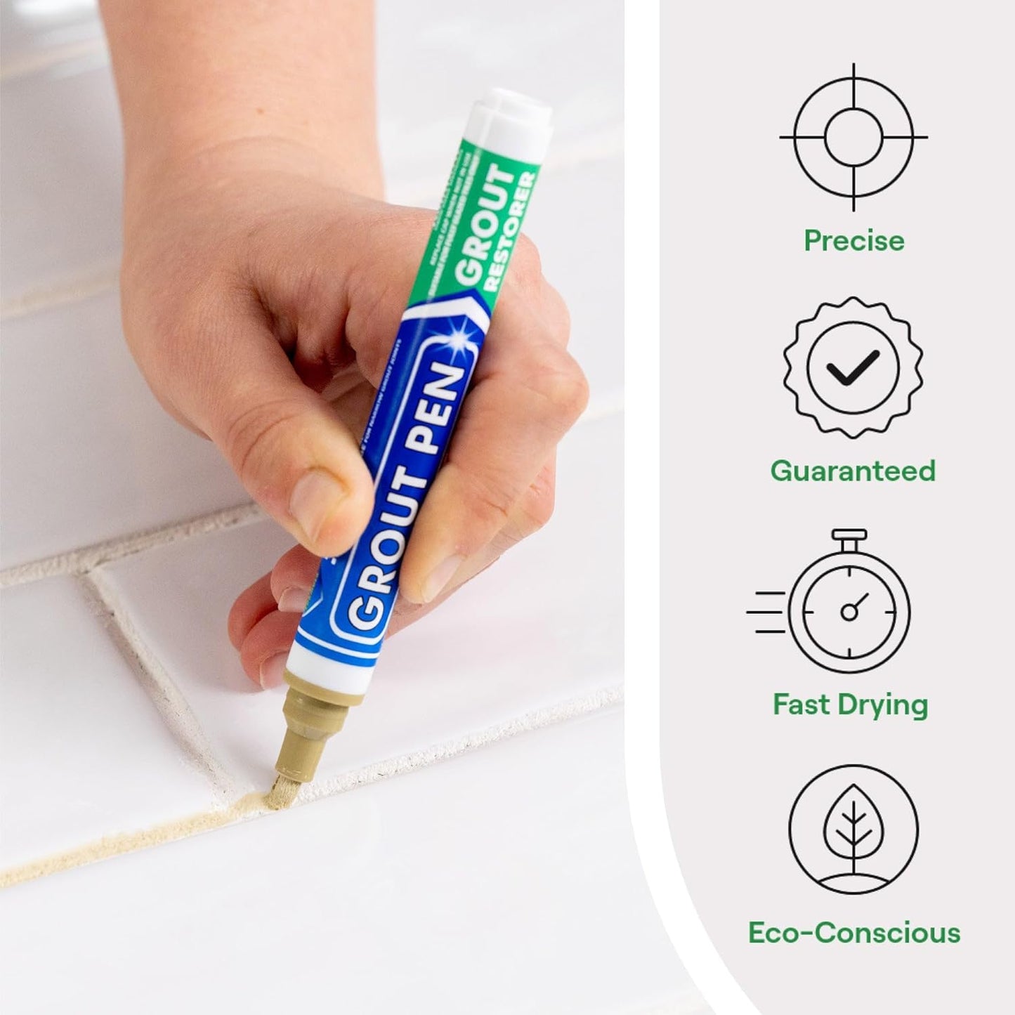 Grout Pen Beige Tile Paint Marker: Waterproof Grout Paint, Tile Grout Colorant and Sealer Pen - Narrow 5mm, 2 Pack with Extra Tips (7mL) - Beige