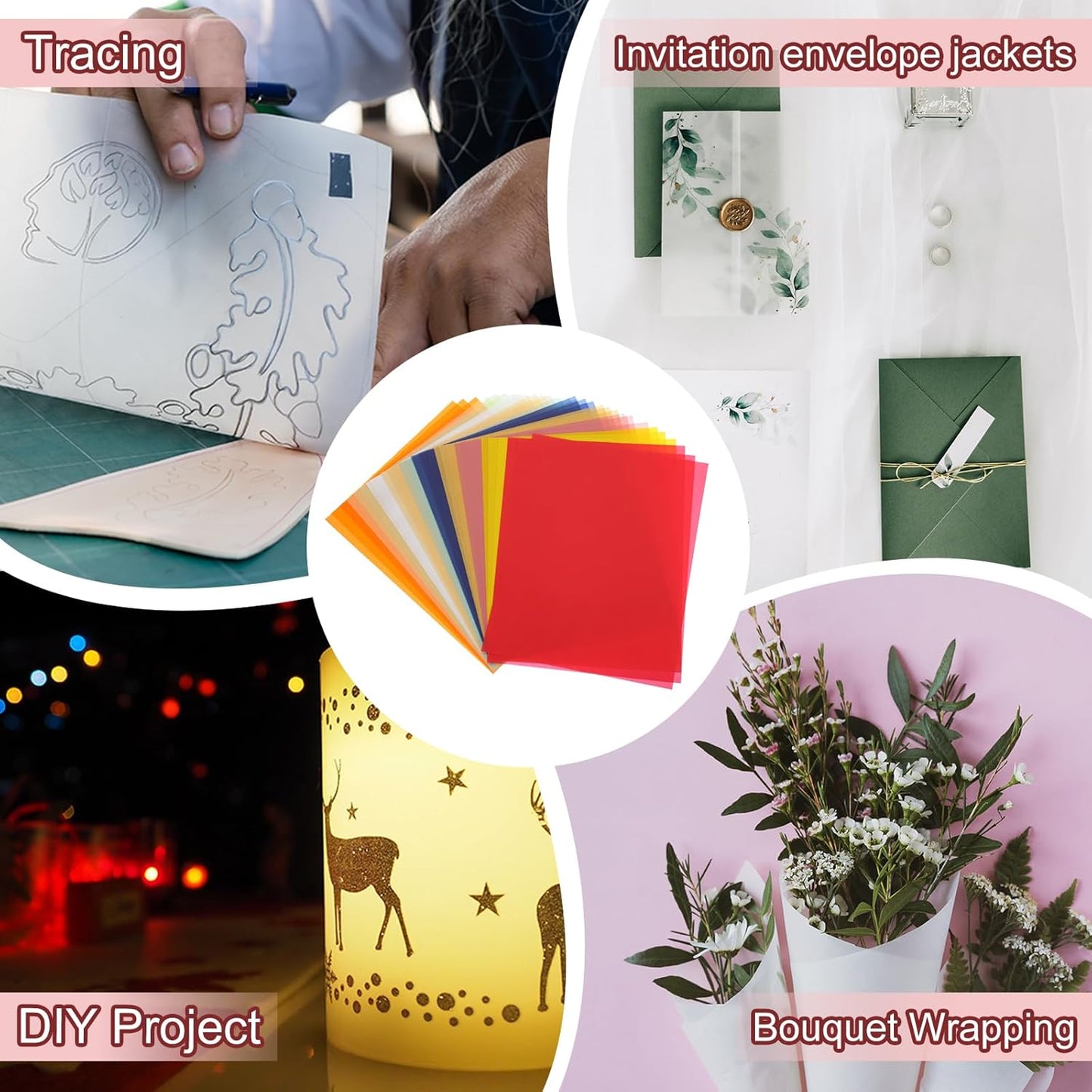 PATIKIL 30 Sheets Vellum Paper 8.5x11inches, Printable Translucent Paper 100GSM Colored for Invitations Laser Inkjet Printing Card Making Crafting Wedding Tracing, Dark Red