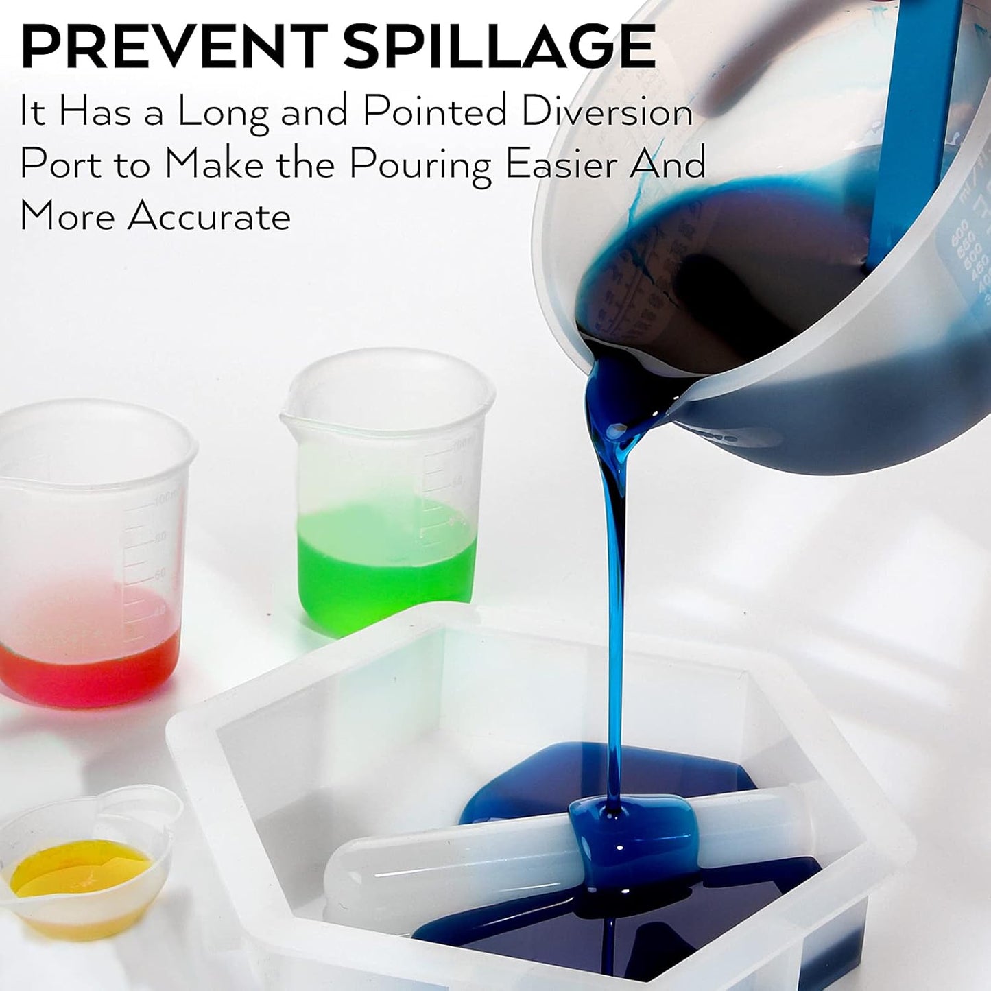 Large Silicone Resin Measuring Cups Tool Kit - Nicpro Reusable 600ml & 100ml Measure Cup, Silicone Stir Sticks Pipettes Finger Cots for Epoxy Resin Mixing, Molds, Jewelry Making, Waxing, Easy Clean