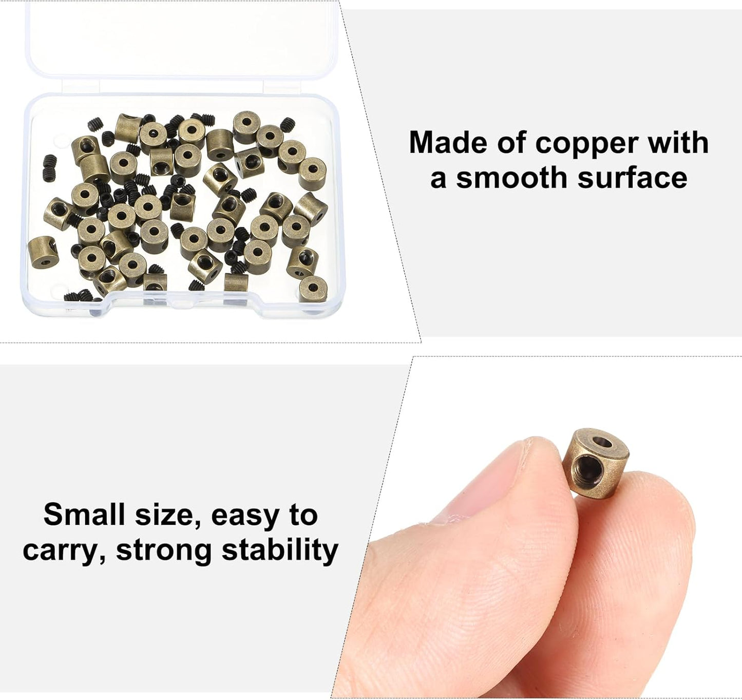 MECCANIXITY 40 Pcs Metal Locking Pin Backs, Locking Pin Keepers Clasp 5mm(H) with 4 Wrench Replacement in Storage Case for Badge, Brooch, Copper Tone