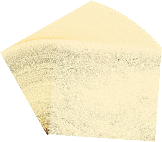 PATIKIL Gold Leaf Sheets for Art 3.7" x 3.4", 100 Pcs Gold Foil Sheet Metallic Leaf Papers for DIY Crafts Resin Furniture Nails Paintings Home Decoration, Champagne Silver