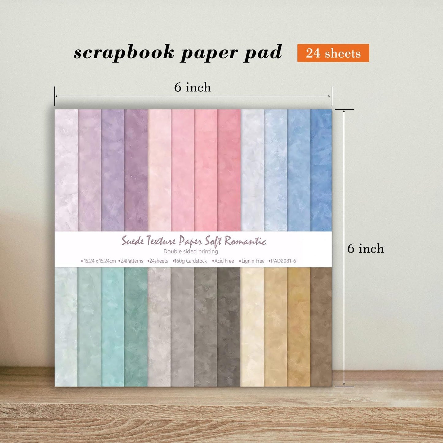 6 Inch Macaron Color Scrapbooking Paper Pad - 24 Sheets Double Sided Aesthetic Design for Card Making Photos Album Journals Material Decorative Collage Origami DIY Crafts Gifts Wrapping