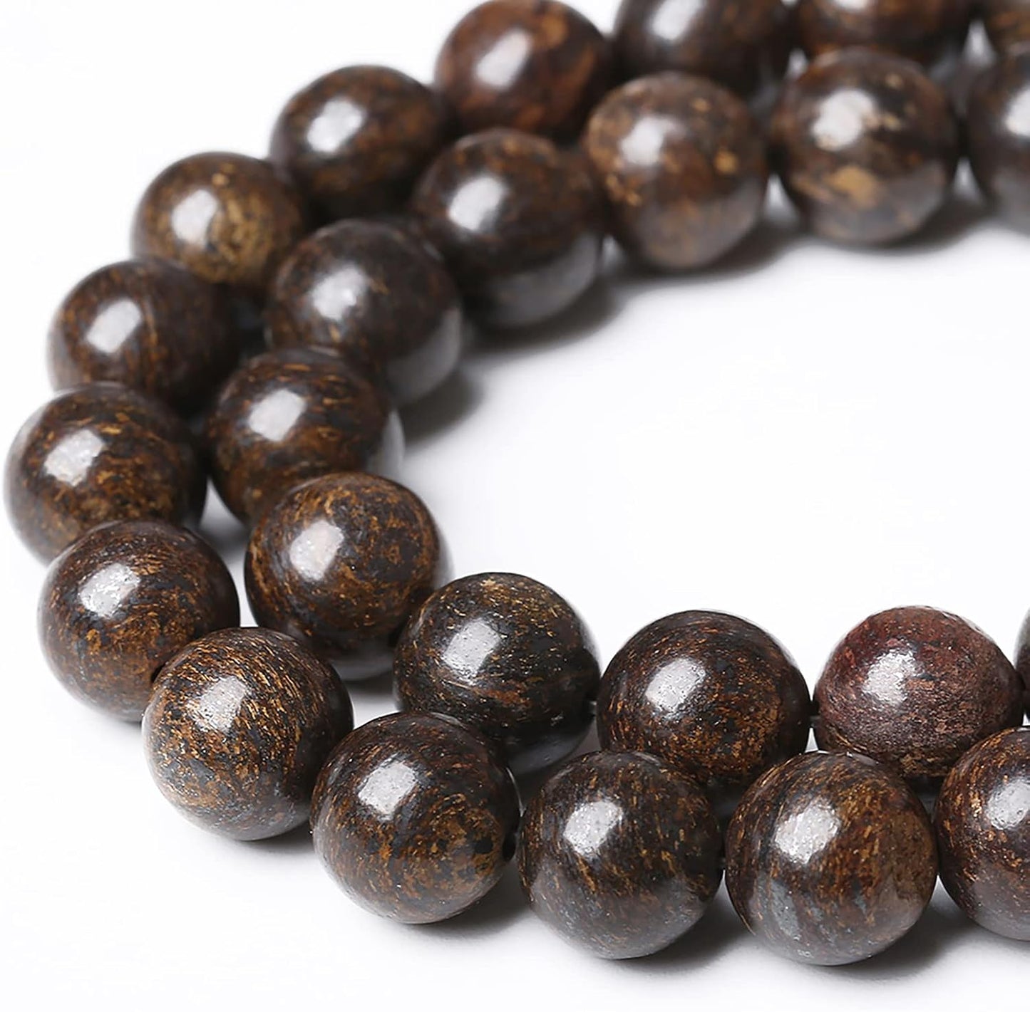 38pcs 10mm Natural Stone Beads Brown Bronzite Gemstone Round Loose Beads for Jewelry Making DIY Bracelet Necklace