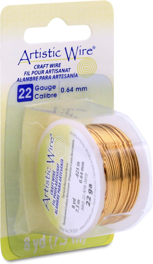 Artistic Wire, 22 Gauge 8 Yards/Pkg, Natural Non-Tarnish Brass