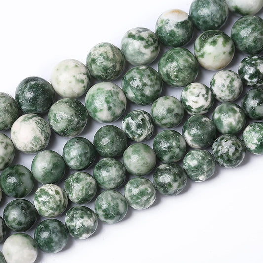 60pcs 6mm Natural Green Spot Stone Stone Beads for Jewelry Making Loose Spacer Round Beads DIY Bracelets Necklaces 15" (6mm, Green Spot Stone)