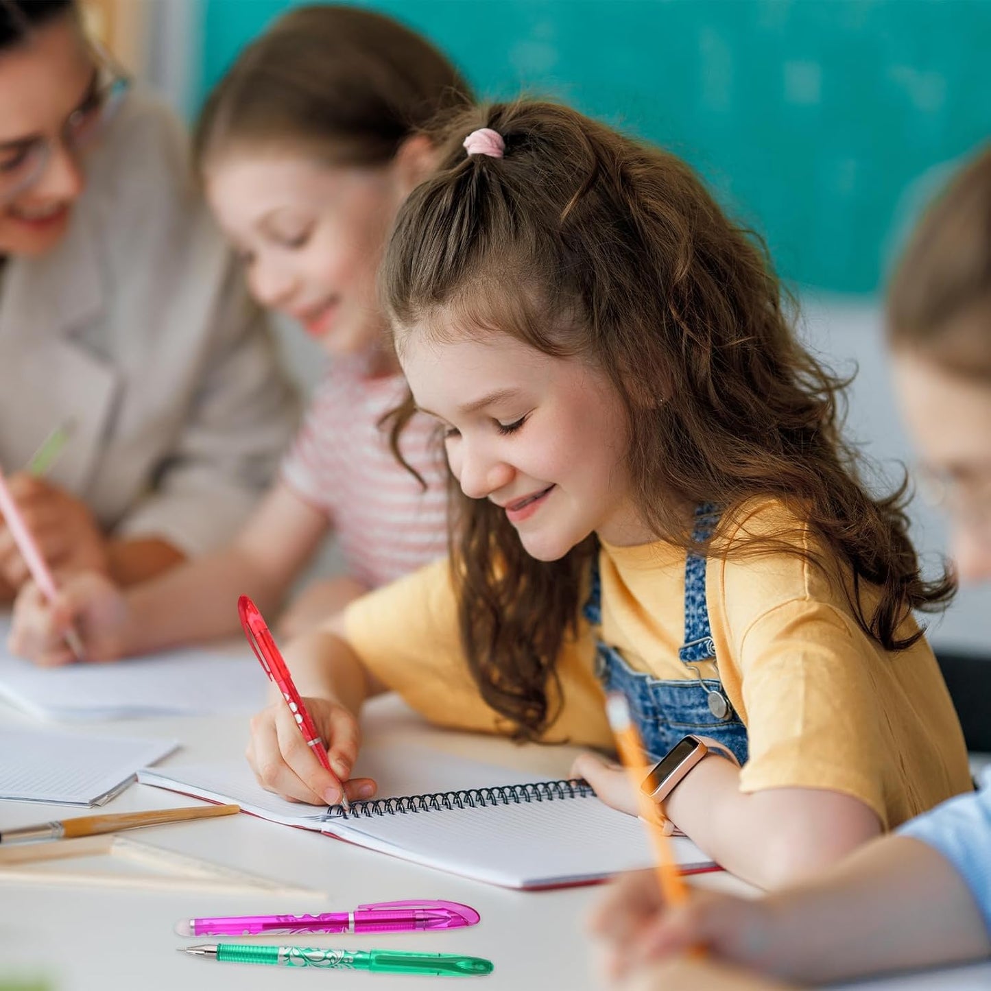 PATIKIL 2Pcs Erasable Gel Pens with 50 Refills & 2 Erasers, 0.5mm Heat Erasable Pens for Fabric Orange Ink Fabric Marking Pen for Sewing Quilting Planner Writing