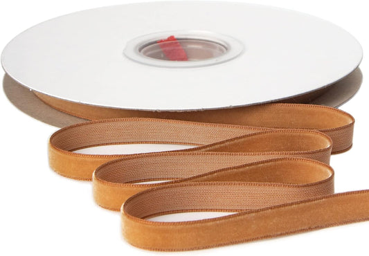 Ribbli Polyester Khaki Velvet Ribbon,3/8 Inches Continuous10-Yard Spool,Christmas Ribbon for Gift Wrapping,Floral Bouquets, Home Decor