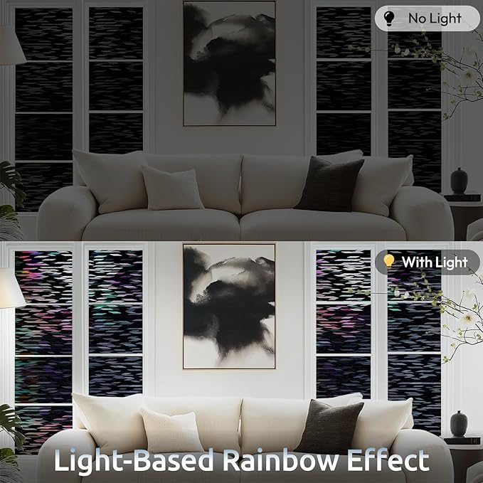 rabbitgoo Window Privacy Film, Total Blackout Window Film, Stained Glass Heat Control Glass Thermal Sticker, Room Darkening Door Cover, Anti-UV Privacy Cling with Installation Tools, 17.5" x 78.7"