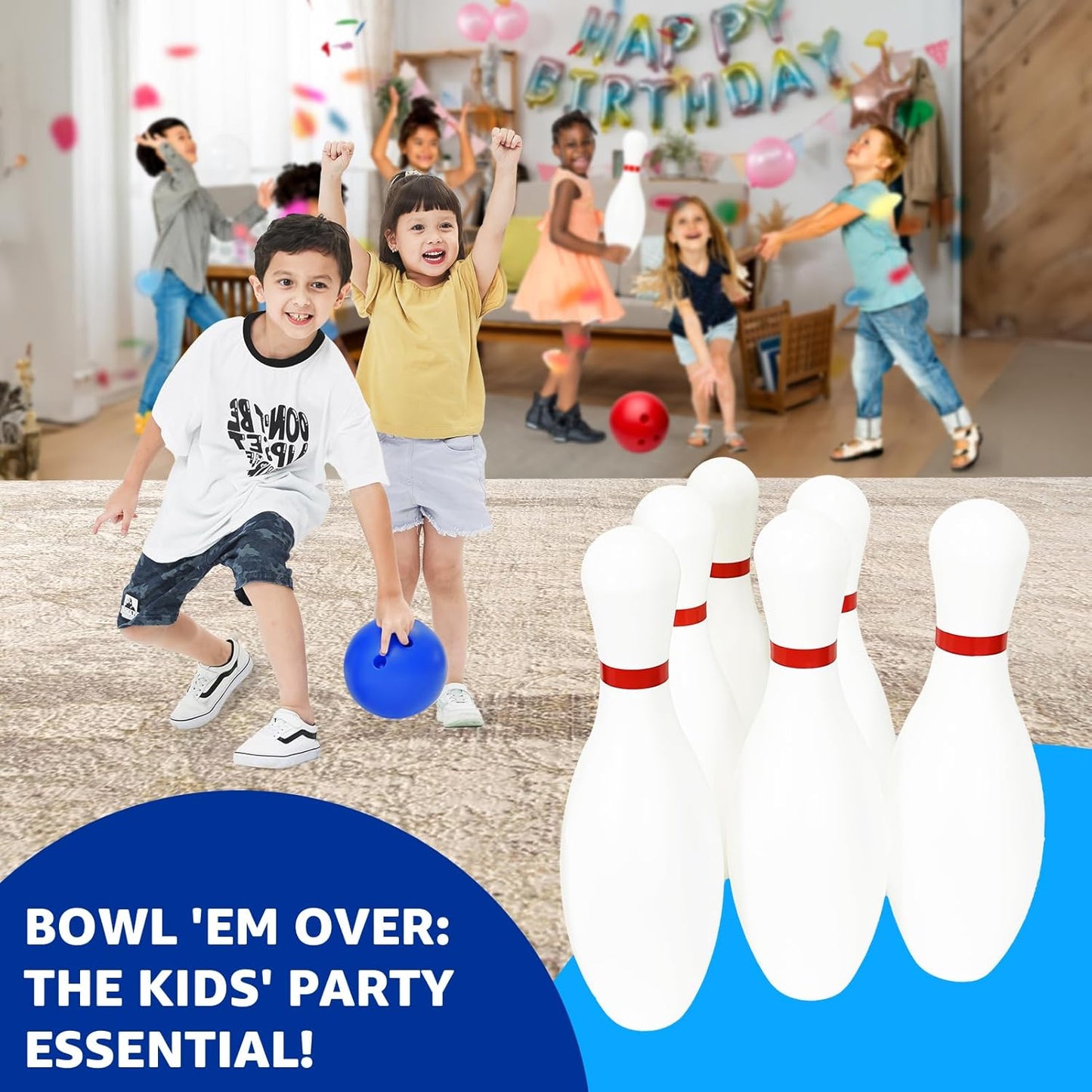 17 inch Huge Bowling 6 pins Set with Storage Bag - Outdoor & Indoor Play Toys, Backyard Games Kids Activities, Family Party, Birthday for Toddlers Ages 5 6 7 8 Year Old - Amazon Exclusive