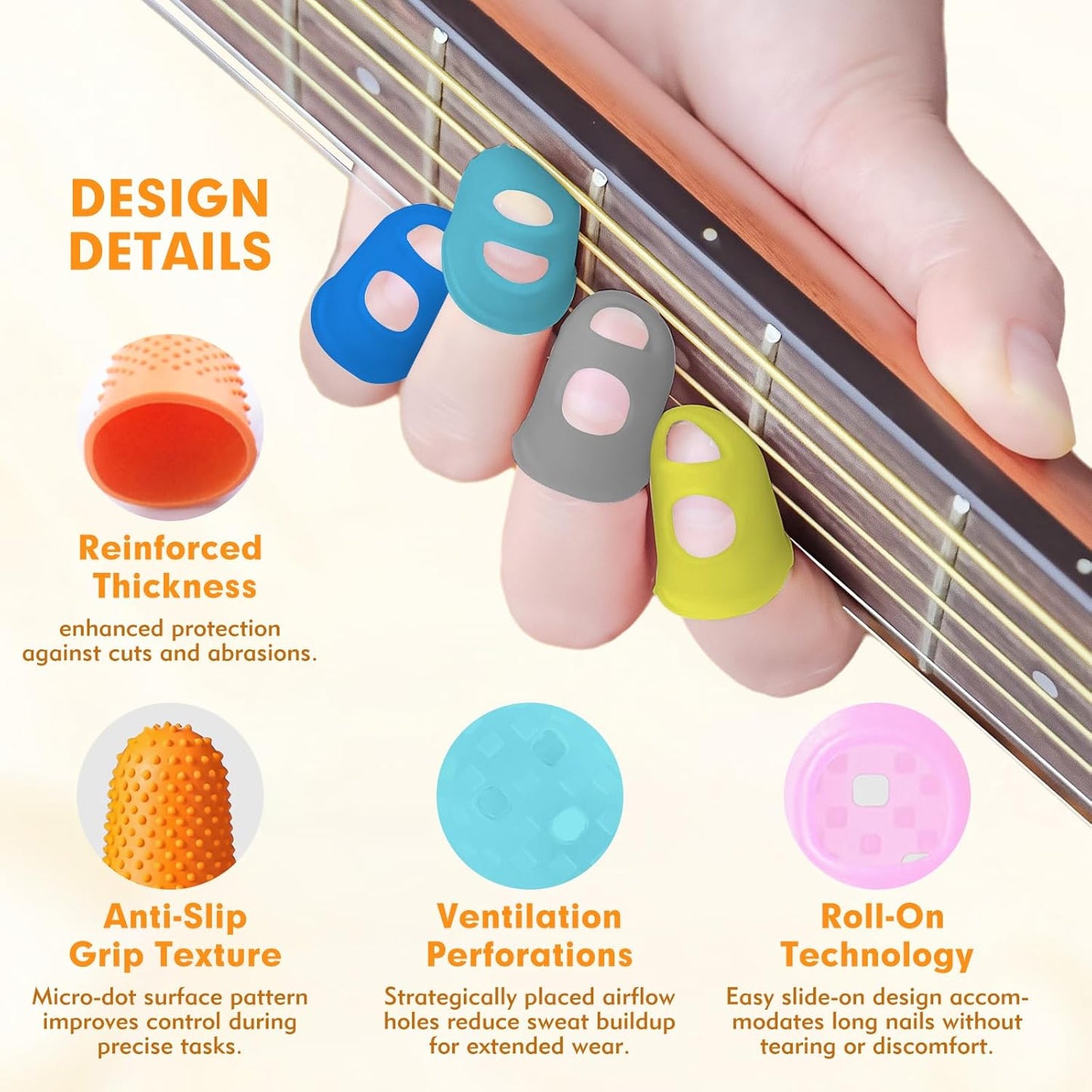 20 Pieces Rubber Thimble - Thimbles for Hand Sewing with Finger Protection, Durable Rubber Finger Tips for Quilting, Knitting, Embroidery, Paperwork & Crafts (5 Sizes)