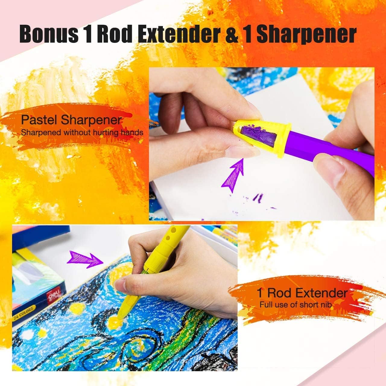 Oil Pastels,24+1 Assorted Colors+1 Sharpener and 1 Pastel Holder, Oil Pastels for Kids Indoor Activities At Home,Non-Toxic Oil Pastel Crayons for Artist Students Smooth Painting and Drawing