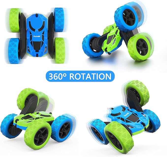 Remote Control Car for Kids, 360° Rotating Double-Sided RC Car with LED Headlights, 4WD 2.4GHz Electric Rechargeable Toy Vehicle for Boys and Girls, Perfect Birthday