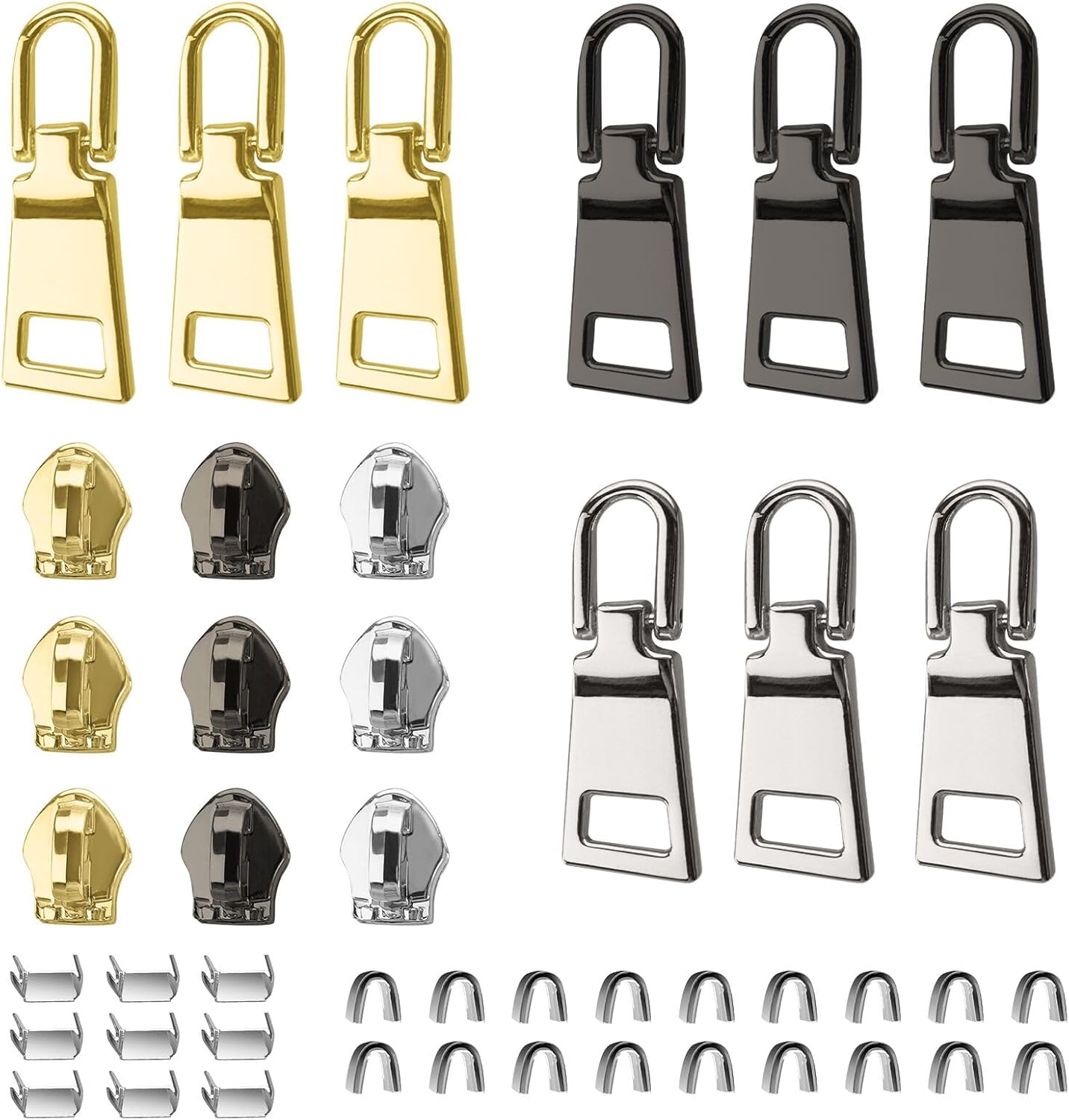 VICHERIA Zipper Repair Kit (45 Pcs), Universal Size #3 Zippers for Sewing, Replacement Slider Pull Fix Kit for Jackets, Coat, Boot, Backpack, Purse